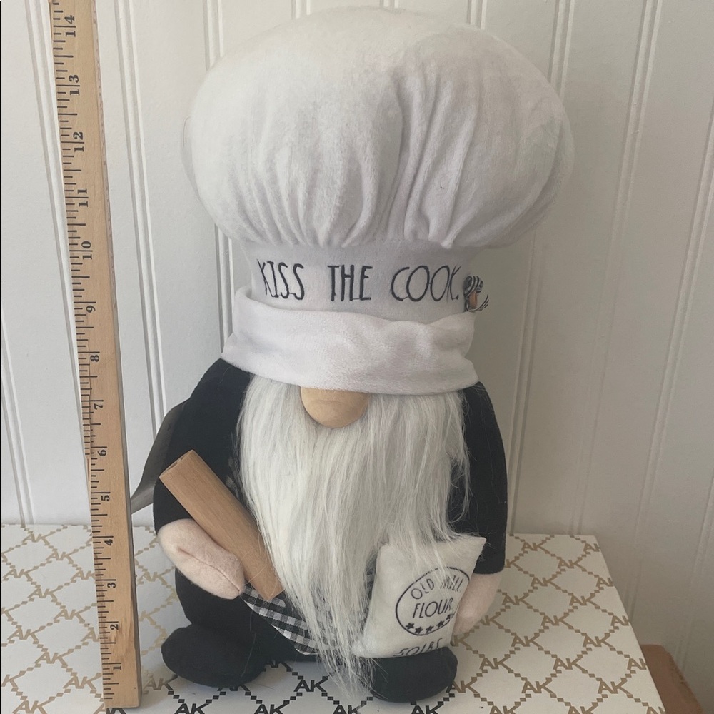Rae Dunn Chef Gnome with White Hat and Black Outfit